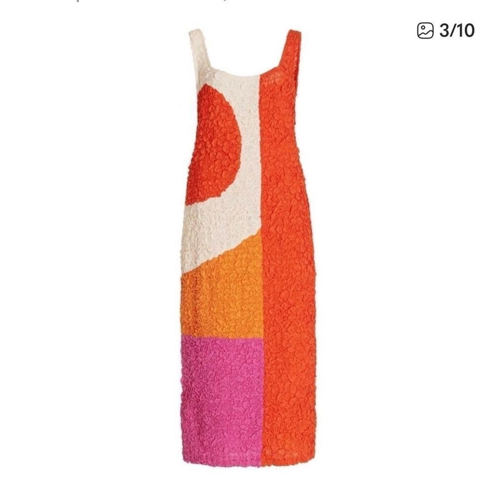 New Mara Hoffman Sloan Textured Colorblock Popcorn Midi Dress Small - Picture 11 of 15